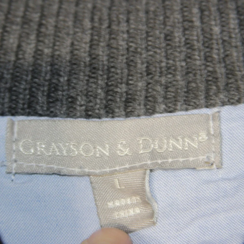 Grayson &‎ Dunn Sweater Mens L Blue Mock Neck Button Pullover Cotton Knit